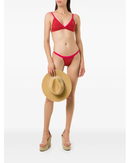 Amir Slama Red Braided-Trim Bikini Set