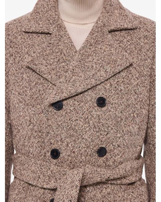 Fursac Natural Tweed-Belted Double-Breasted Coat for men