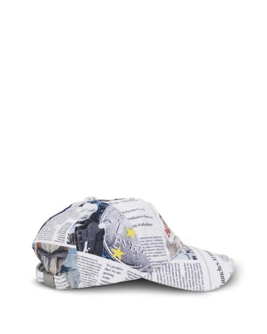 TRINITESTUDIO Gray Newspaper-Print Baseball Cap