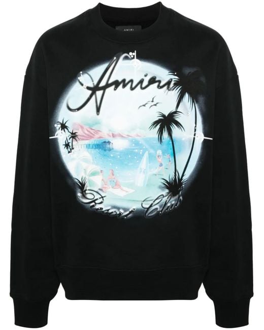 Amiri Black Paradise Airbrush Cotton Sweatshirt for men