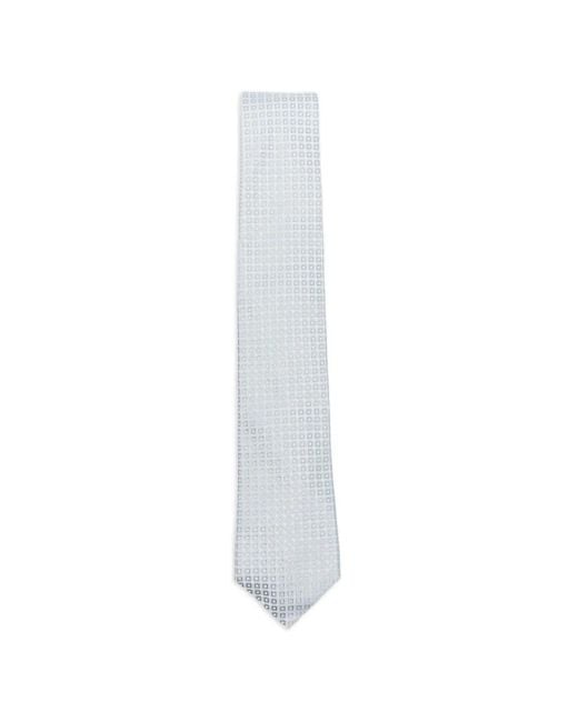 Dell'Oglio White Martin Geometric-Jacquard Tie for men