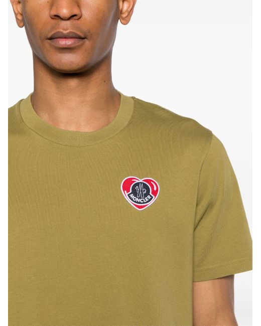 T-shirt Heart con applicazione di Moncler in Yellow da Uomo