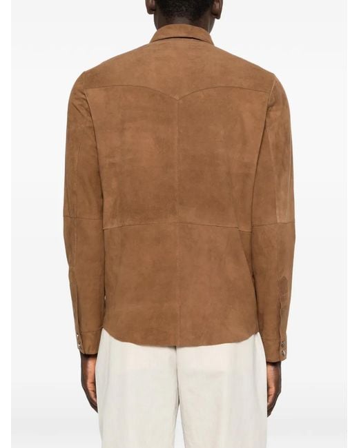 Eraldo Brown Flap-Pocket Suede Shirt for men