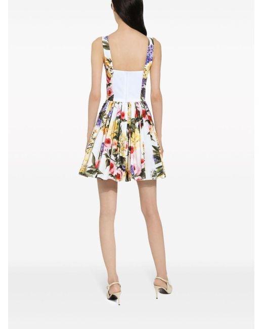 Dolce & Gabbana Mini-jurk Met Bloemenprint in het White