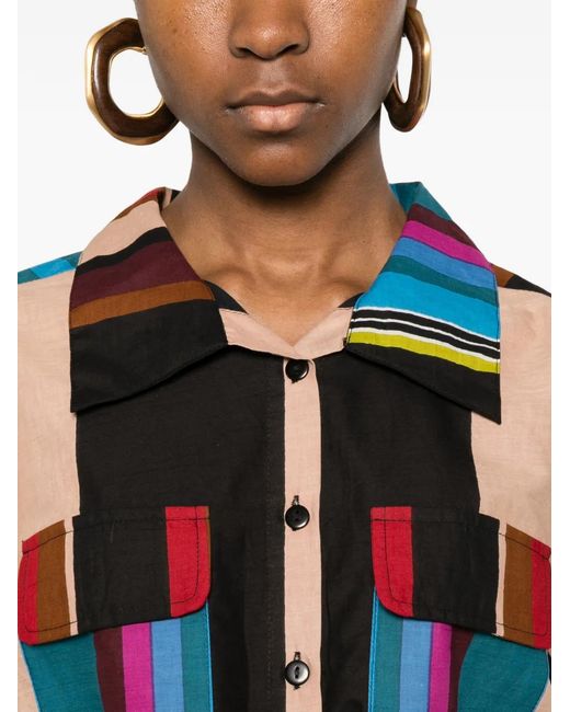 CONNOR & BLAKE Blue Amelia Striped Cropped Shirt