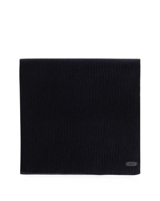Brioni Black Ribbed-Knit Scarf for men