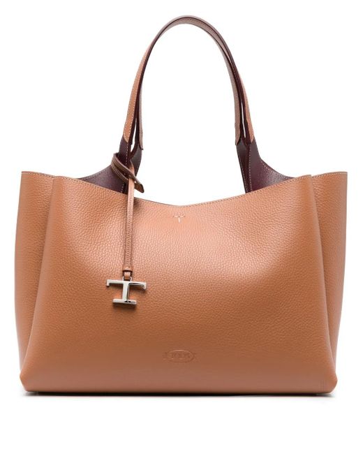 Tod's T Timeless ロゴチャーム ハンドバッグ Brown