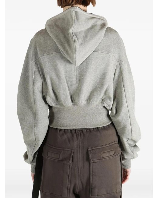 Rick Owens Gray Mini Ribbed Hooded Zip Sweatshirt