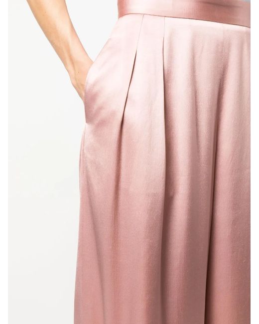 Fabiana Filippi Pink Pleated Wide-Leg Satin Trousers