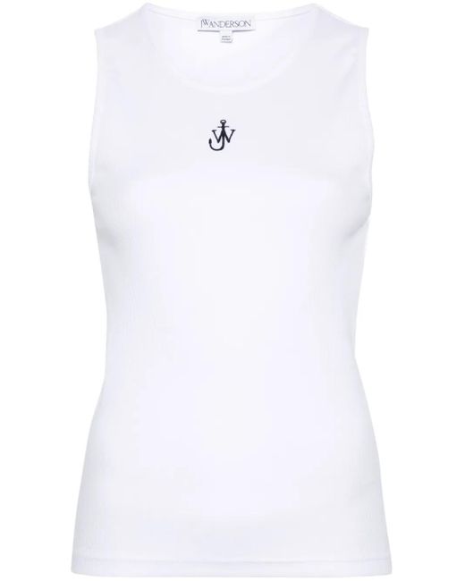 J.W. Anderson White Oberteil Mit Jw-Logo