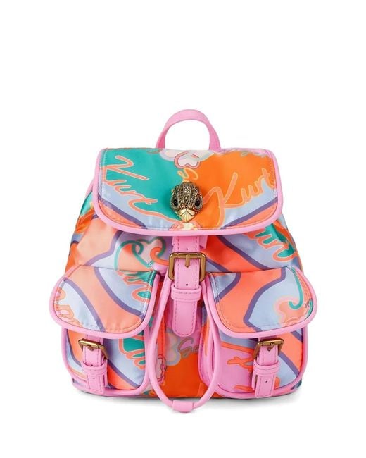 Kurt Geiger White Logo-Print Eagle-Plaque Backpack