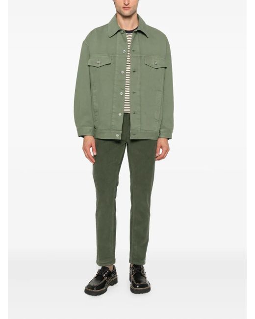 PT Torino Green Corduroy Five-Pocket Trousers for men