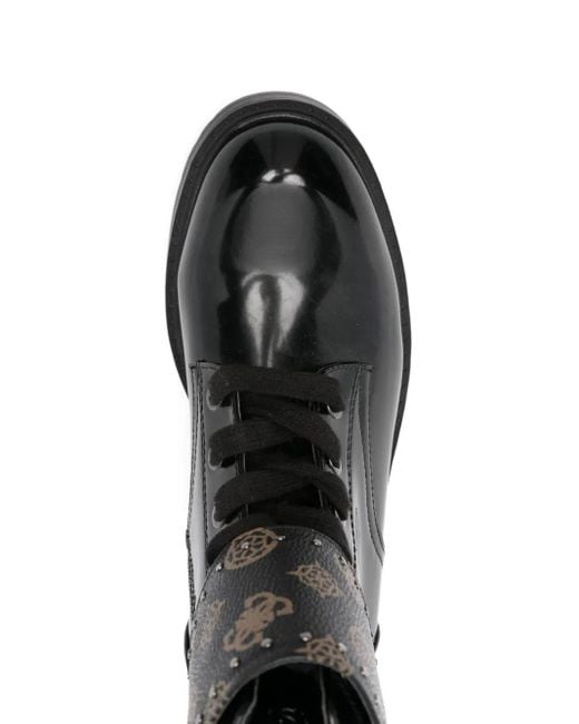 Guess Black Studded-Detail Biker Boots