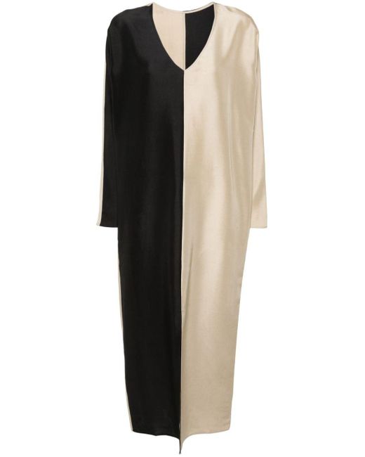 By Malene Birger Black Colourblock-design Silk Dress