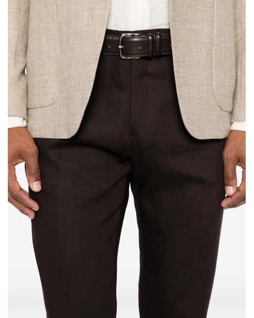 Paul Smith Black Pressed-Crease Turned-Up Trousers for men