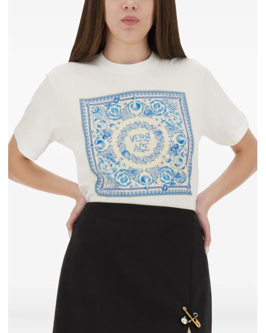 Versace Gray T-Shirt mit Quadrat-Print