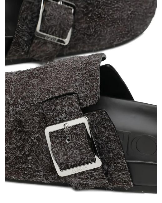 Loewe Black Leather Slides for men