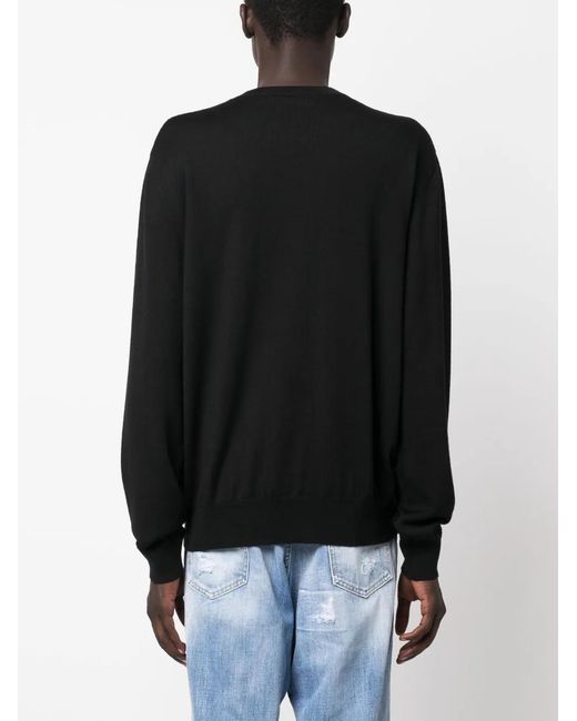 DSquared² Black Intarsia-Knit Logo Jumper for men