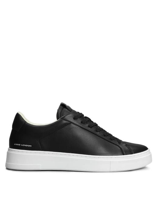 Crime London Black Leather Low-Top Sneakers for men