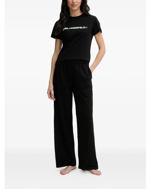 Karl Lagerfeld Black Logo-Print Pajamas