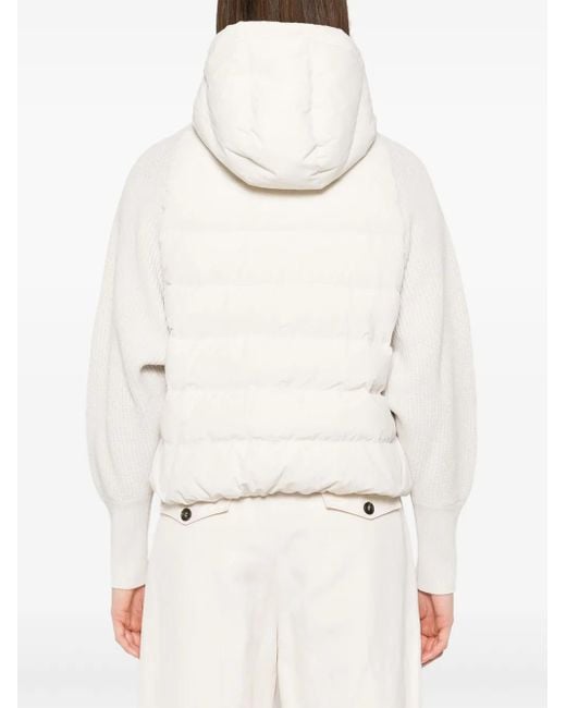 Brunello Cucinelli White Hooded Down Jacket