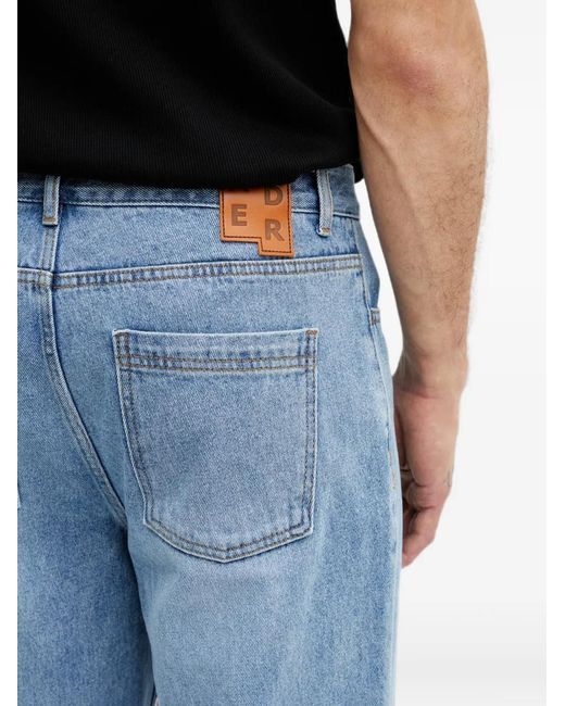 Adererror Blue Logo-Patch Straight-Leg Jeans