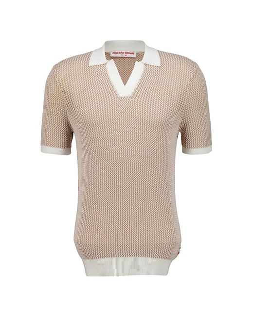 Orlebar Brown Natural Horton Chevron-Crochet Polo Shirt for men