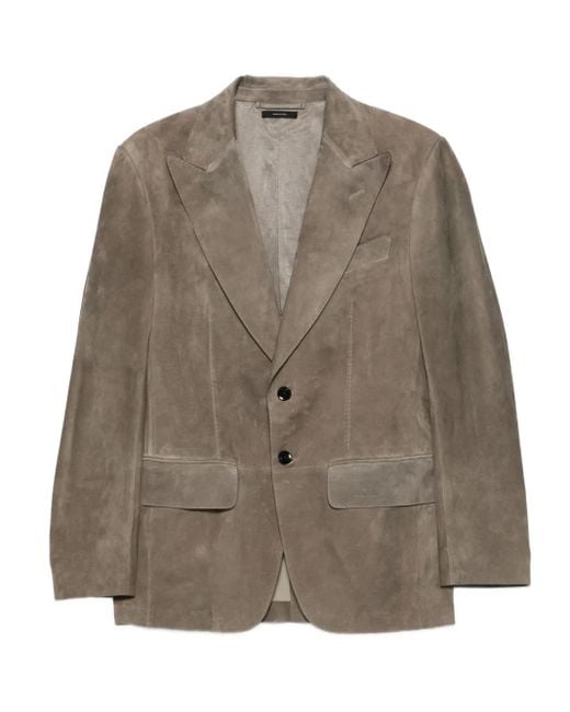 Tom Ford Brown Single-Breasted Suede Blazer for men