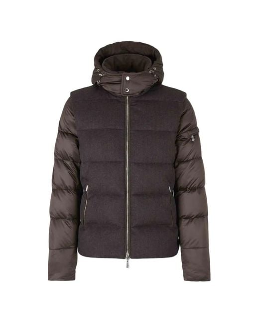 Moorer Brown Hooded Padded Jacket for men