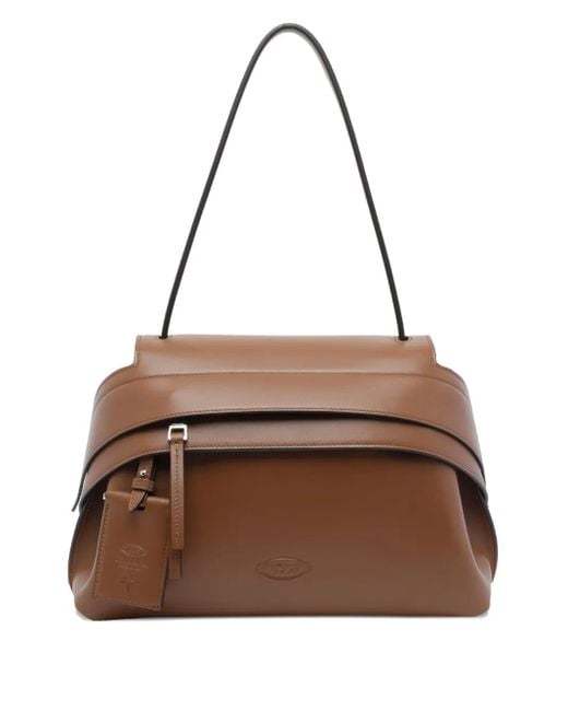Tod's Wave Leather Shoulder Bag Brown