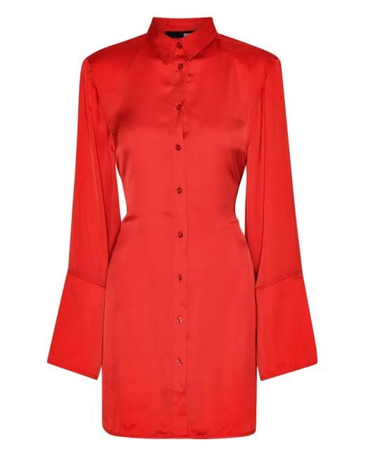 ROTATE BIRGER CHRISTENSEN Red Hemd-Minikleid Mit Schleifenverschluss