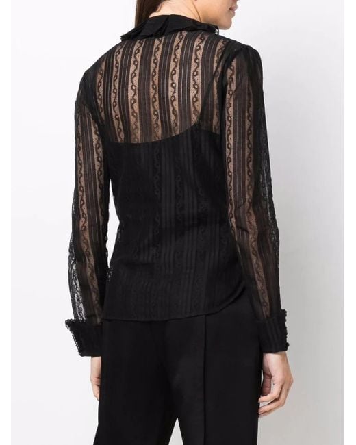 Saint Laurent Black Patchwork Cotton Shirt For