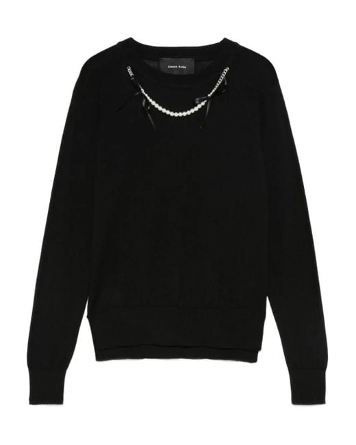 Simone Rocha レディース ブラック パールトリム セーター