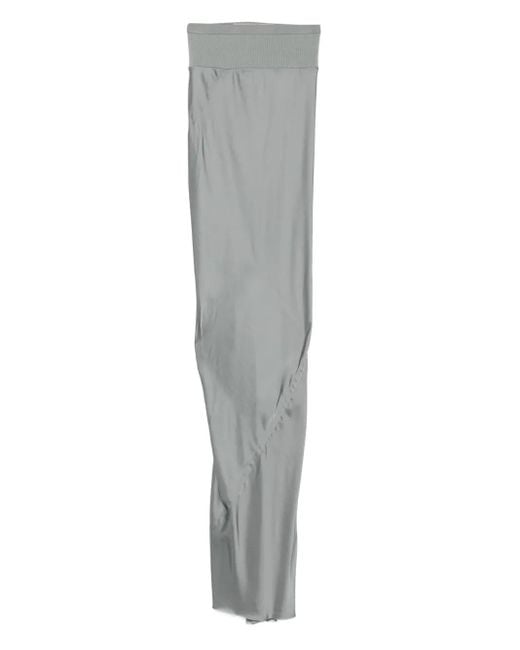 Rick Owens Gray Ribbed-Waistband Draped Skirt