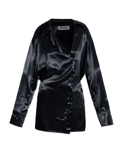 The Attico Black Buttoned Collared Mini Dress