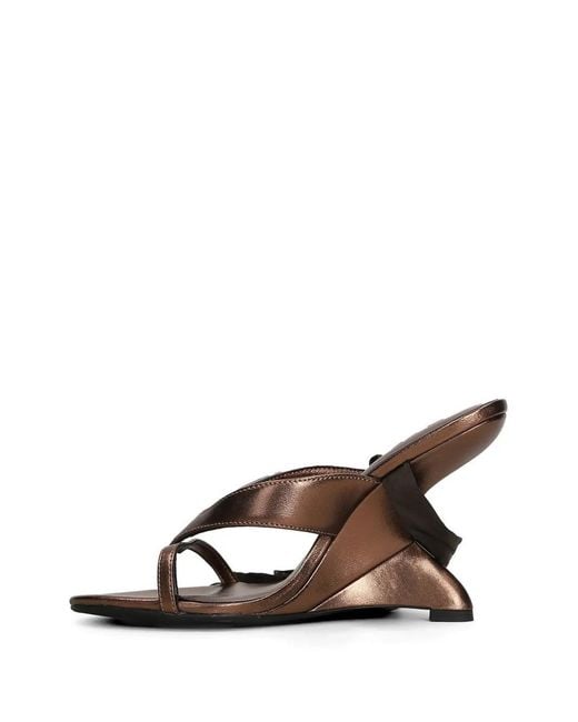 Marc Ellis Brown Tie-Fastening Wedge Sandals