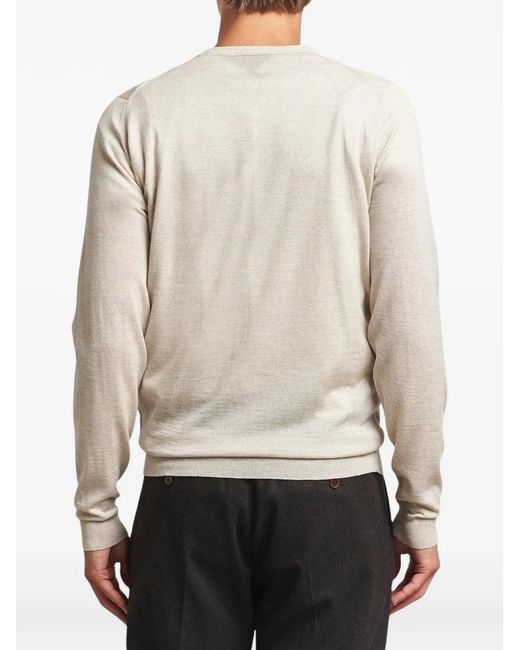 John Smedley White V-Neck Buttoned Cardigan for men