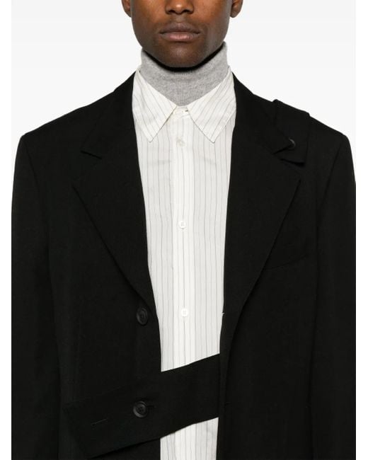 メンズ Yohji Yamamoto ウール コート Black