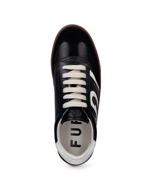 Furla Black Logo-Patch Panelled Sneakers