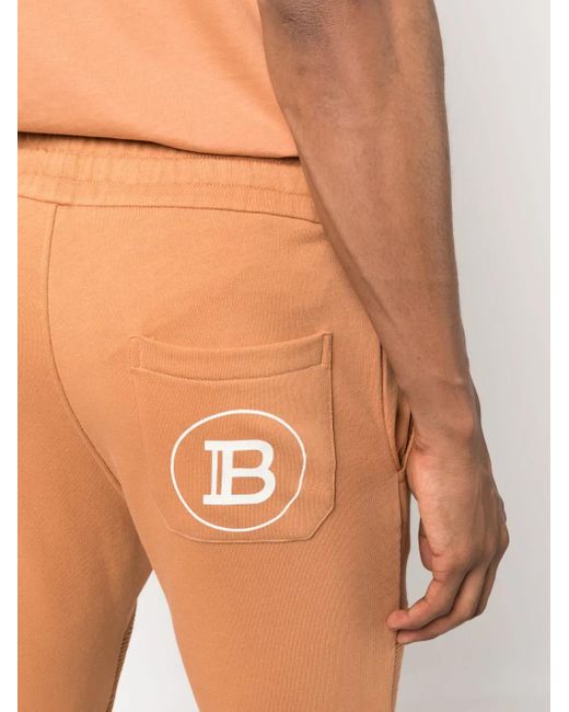 Pantalones de chándal con logo estampado Balmain de hombre de color Natural