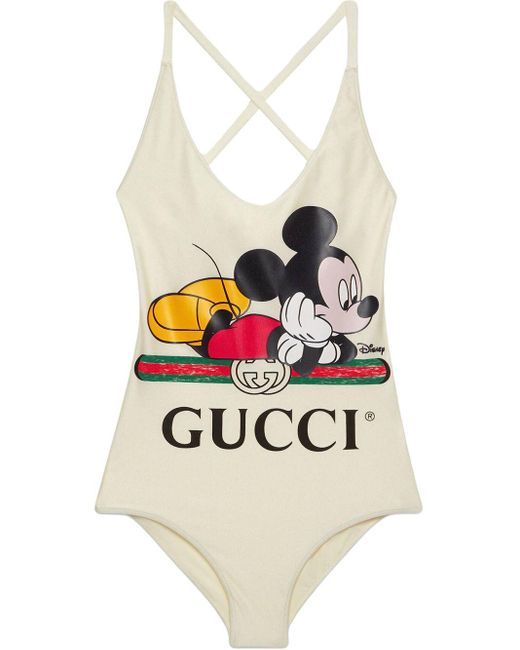 Gucci X Disney Badpak Met Mickey Print in het White