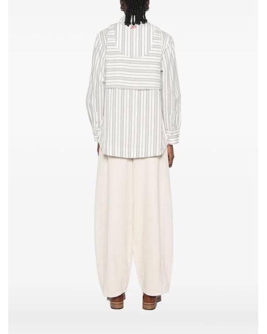 Damson Madder White Valeria Double-Layer Striped Shirt