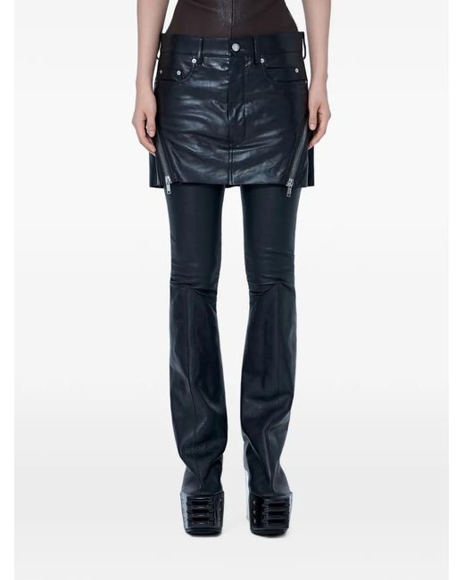 Rick Owens Blue Bolan Banana Zip-Detail Mini Skirt