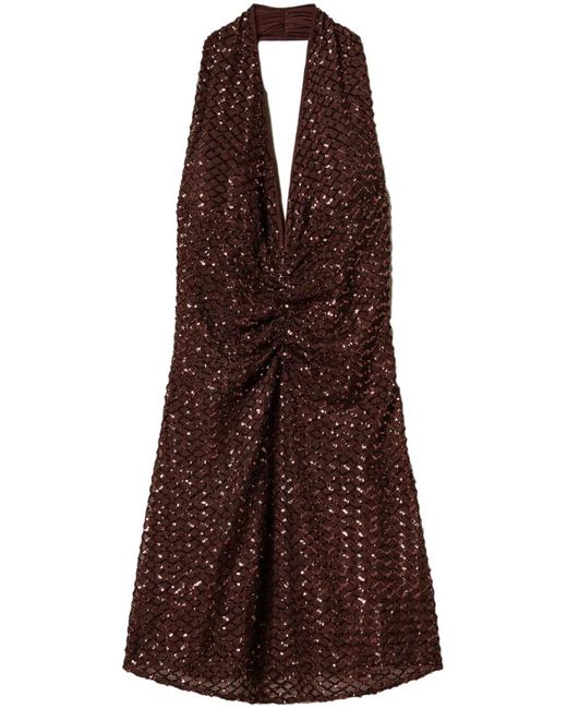 Twinset Brown Sequinned Mini Dress