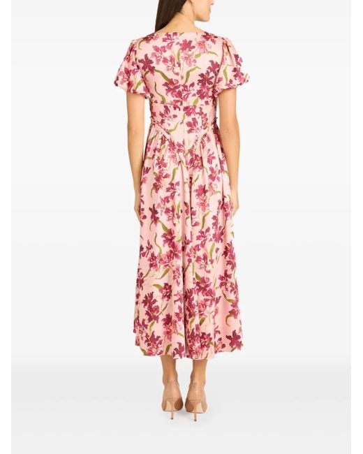 Cinq À Sept Red Kleid Mit Puffärmeln