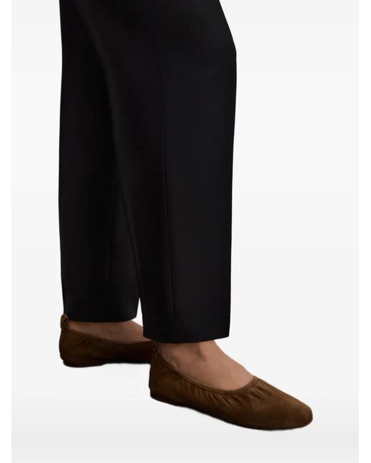 12 STOREEZ Brown Gathered Suede Ballet Flats