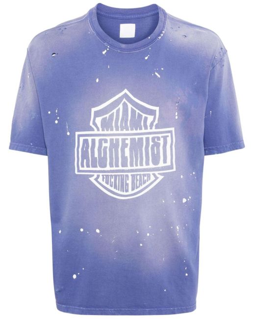 Alchemist T-shirt Met Verfspetters in het Blue voor heren