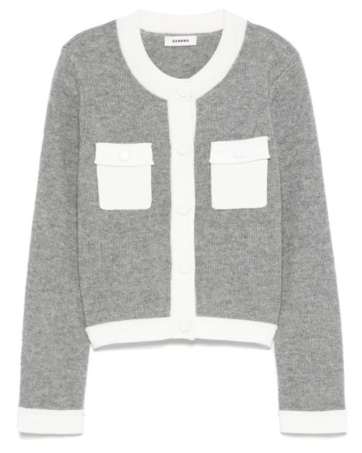 Sandro Gray Two-Tone Cardigan