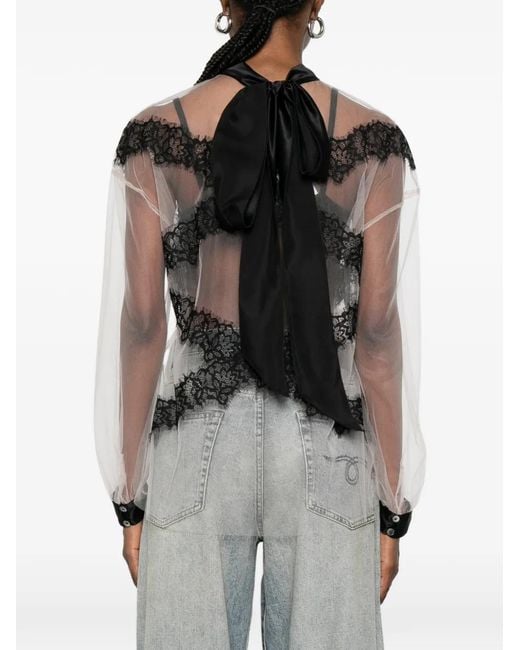 Viktor & Rolf Gray Lace-Trim Blouse