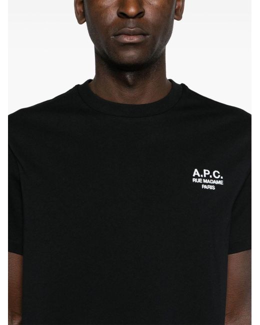 A.P.C. Black Logo-embroidered Cotton T-shirt for men